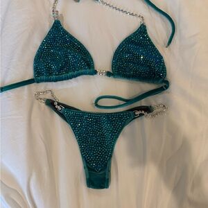 OCEAN GREEN VELVET COMPETITION BIKINI|